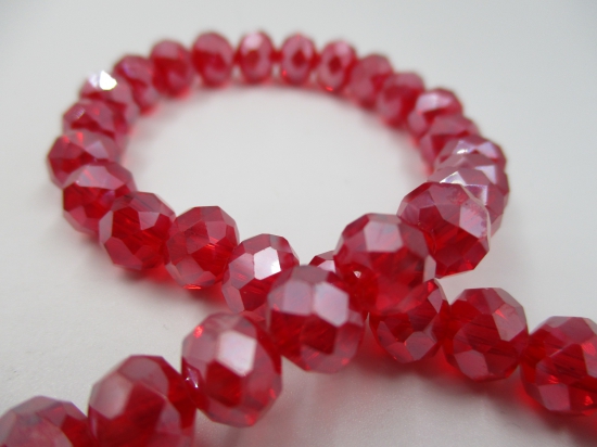 Crystal Disc Red Ab 8mm +/-60pcs