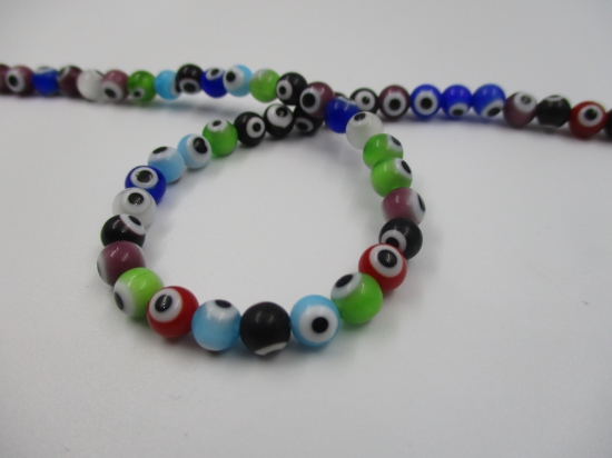 Evil Eye Beads 8mm +/-48pcs Mix