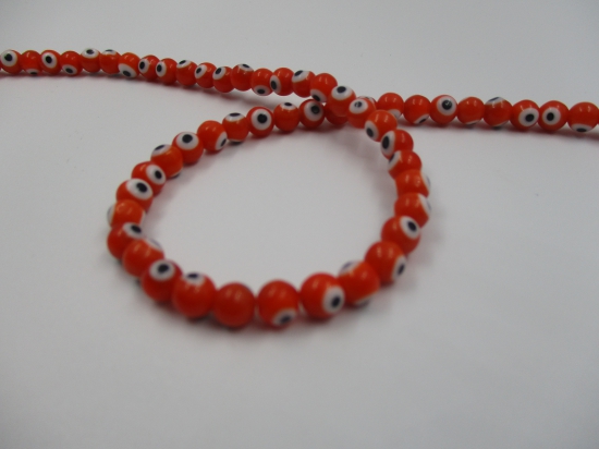 Evil Eye Beads 8mm +/-48pcs Orange