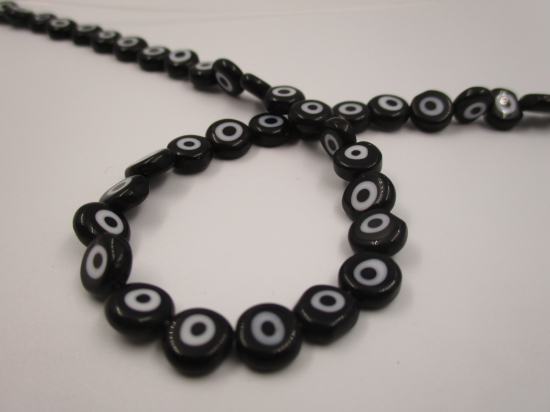 Evil Eye Beads Disc 10x4mm +/-38pcs Black