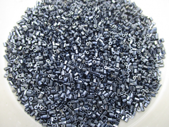 Bugle Beads Half Cut Hematite 450g