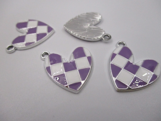 Charm Heart  4pcs Purple