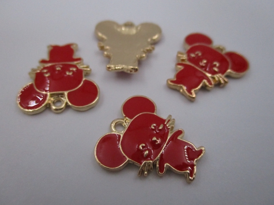 Charm Mouse 4pcs Red