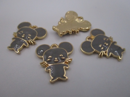 Charm Mouse 4pcs Grey