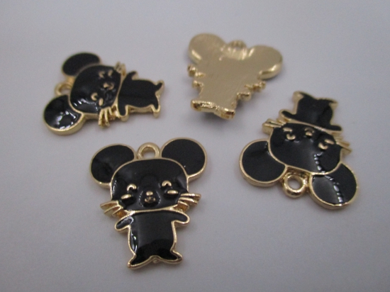 Charm Mouse 4pcs Black