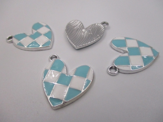 Charm Heart  4pcs Turq