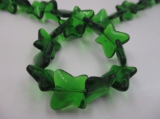 Glass Beads Butterfly 13x15x5mm +/-28pcs Green