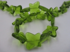 Glass Beads Butterfly 13x15x5mm +/-28pcs Lt Green